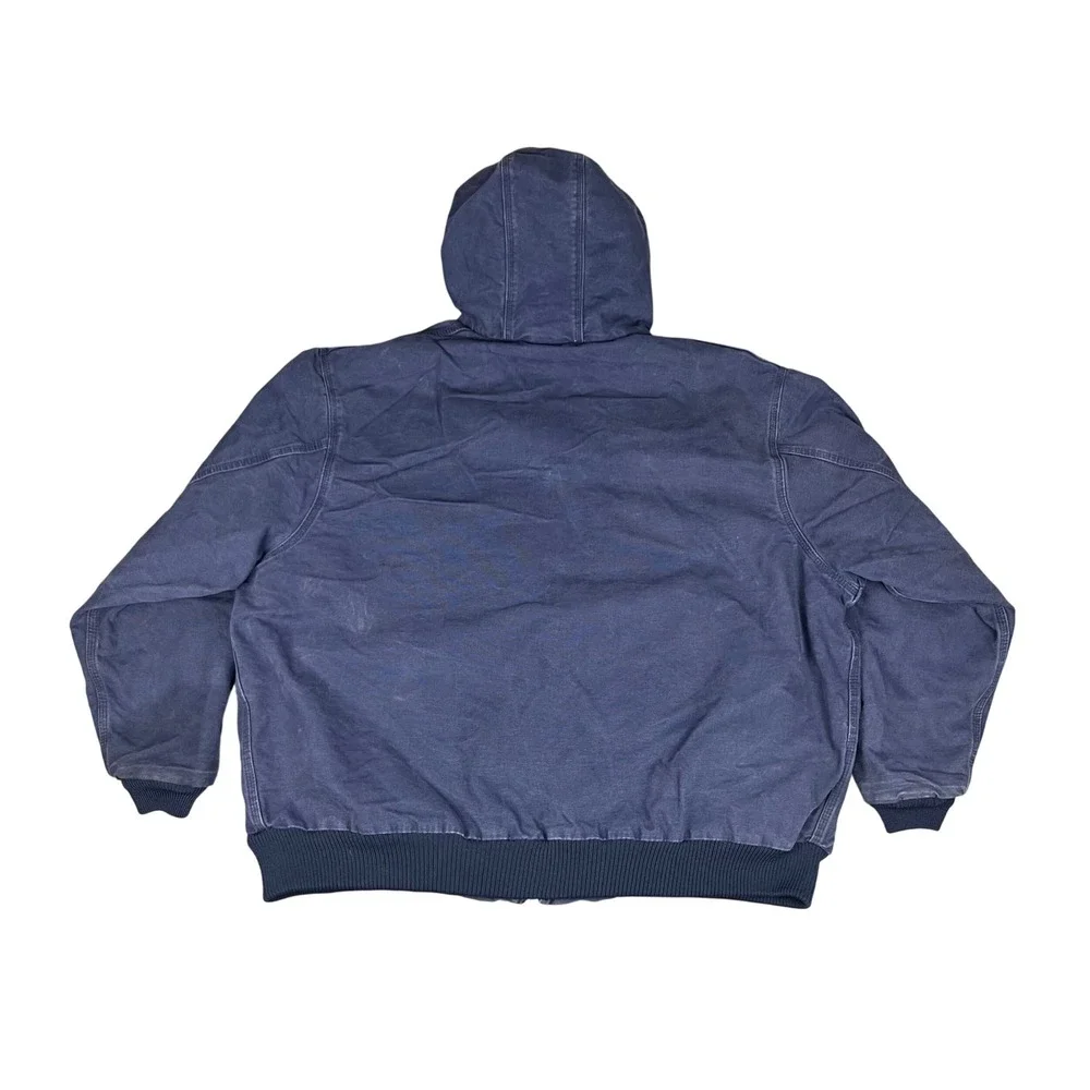Carhartt 376-20 Duck Canvas Jacket Mens 3XL Navy Blue Hooded Quilted Workwear